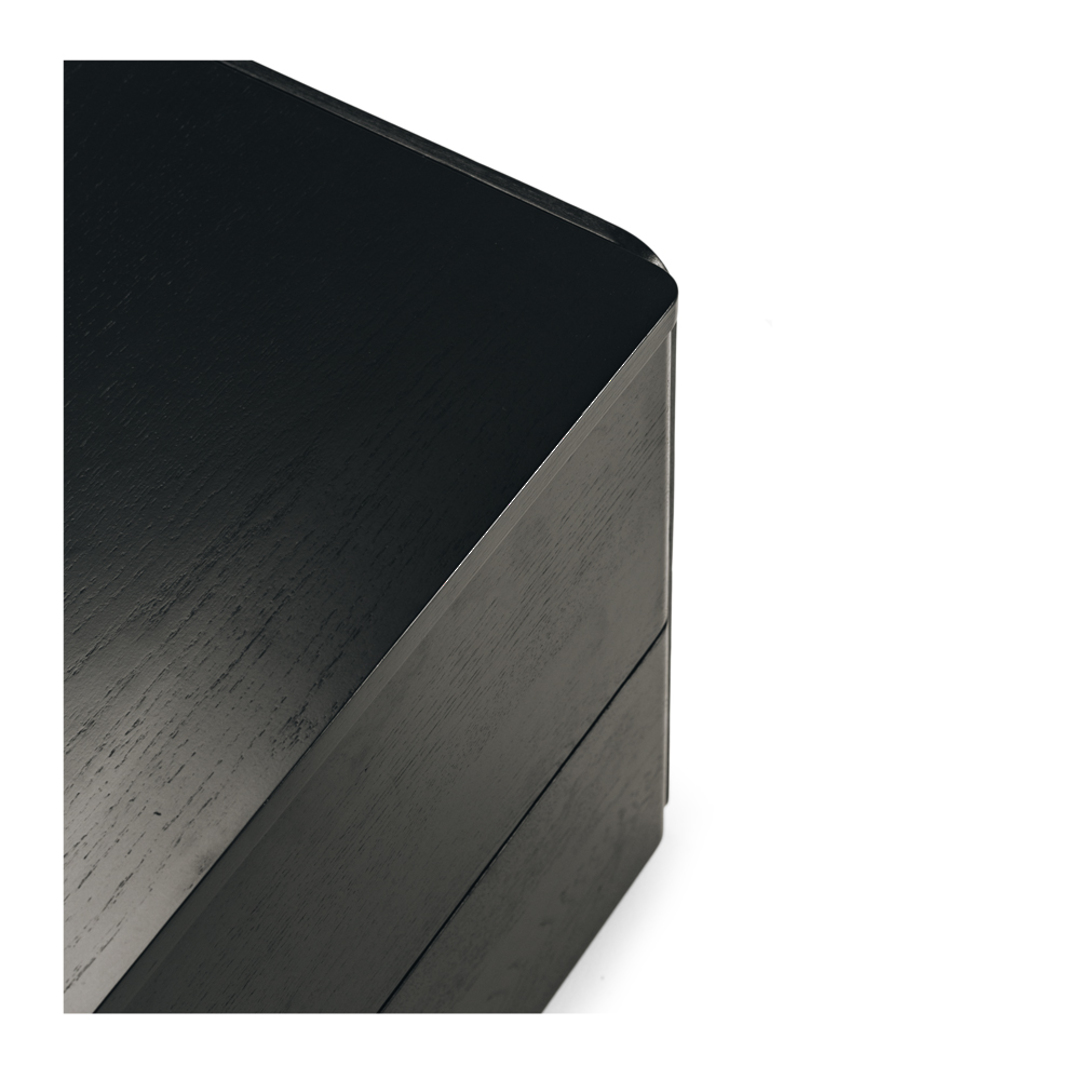 Cube Black Oak Side Table 2 drawer  - Black Oak Top image 4